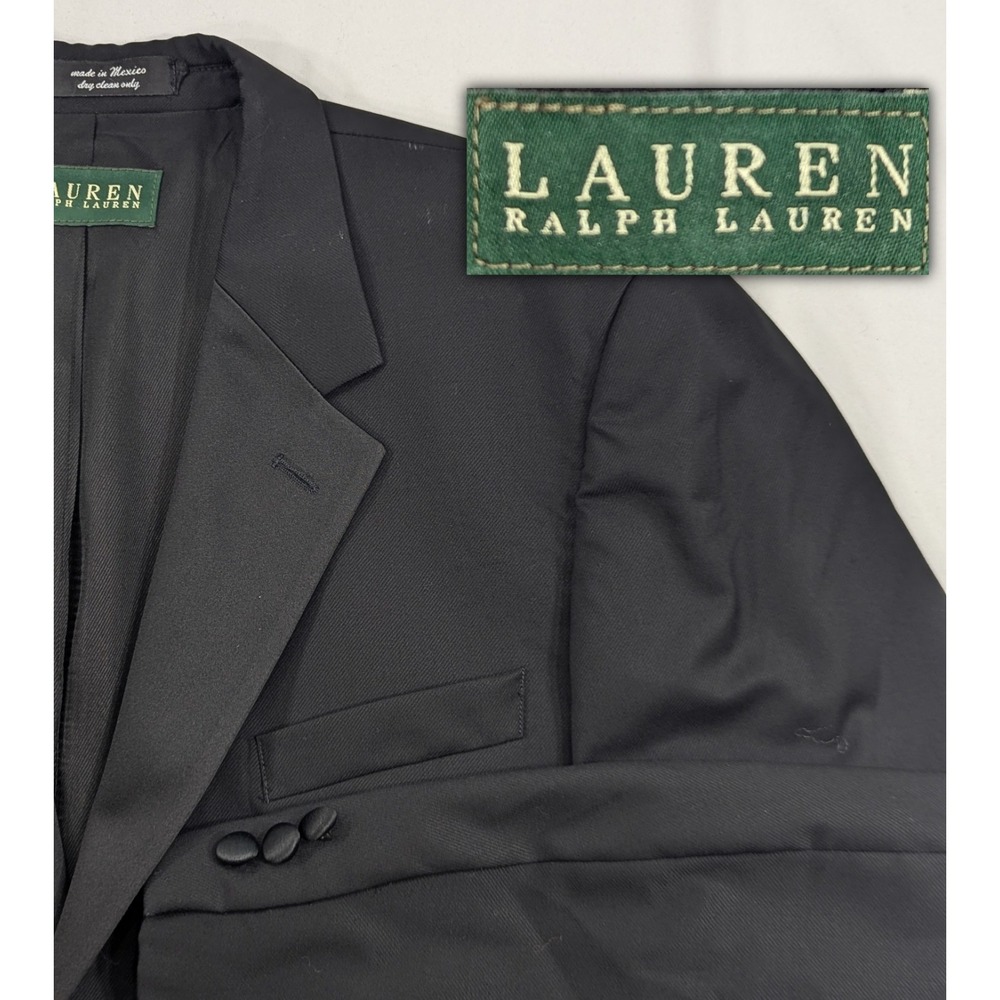 Lauren Ralph Lauren Black Tuxedo Blazer Jacket 100% Wool 44S 48" Chest